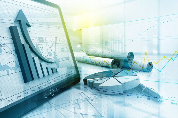 Financial planning workspace with a city view and consultation area